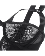 SUBBLIME - TEDDY AVEC JARRETIÈRE AVEC DÉTAIL DENTELLE ET BANDES NOIR L/XL SUBBLIME - TEDDY AVEC JARRETIÈRE AVEC DÉTAIL DENTELLE ET BANDES NOIR L/XL