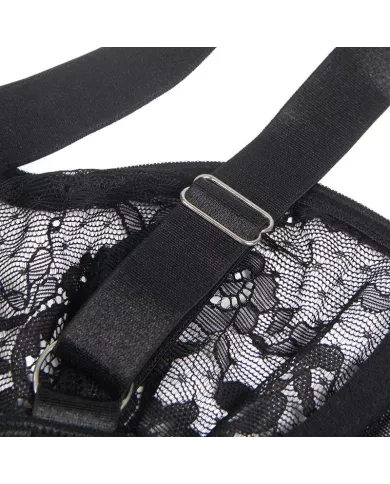 SUBBLIME - TEDDY AVEC JARRETIÈRE AVEC DÉTAIL DENTELLE ET BANDES NOIR L/XL