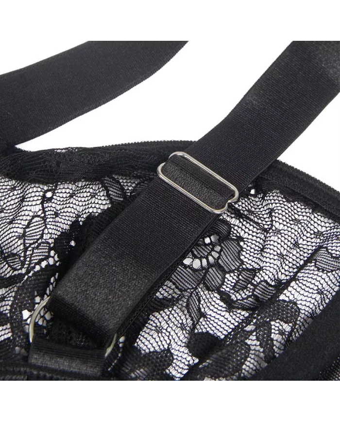 SUBBLIME - TEDDY AVEC JARRETIÈRE AVEC DÉTAIL DENTELLE ET BANDES NOIR L/XL SUBBLIME - TEDDY AVEC JARRETIÈRE AVEC DÉTAIL DENTELLE ET BANDES NOIR L/XL