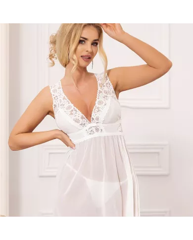 SUBBLIME - BABYDOLL DÉCOLLETÉ V DENTELLE BLANC L/XL