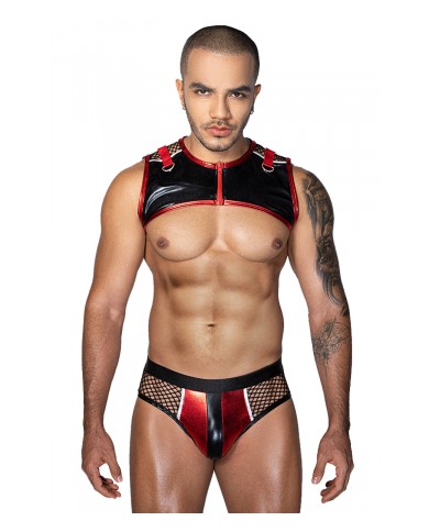 Ensemble sexy deux pièces rouge et noir - J Lingerie