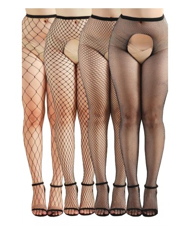 Pack 4 collants ouverts résille
