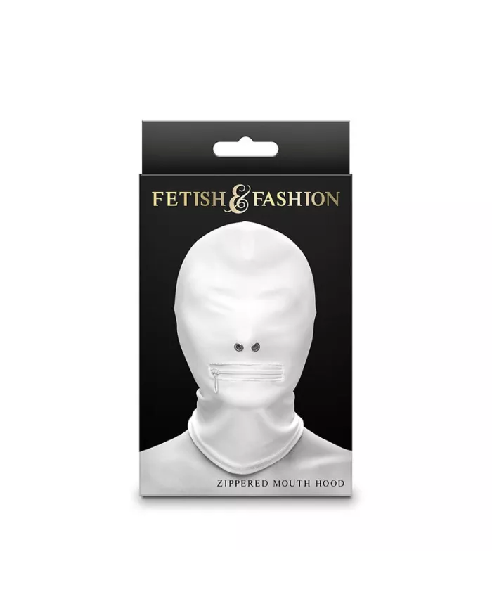 NS NOVELTIES - FETISH & FASHION CAPUCHE BOUCHE FERMÉE À FERMETURE ÉCLAIR NYLON BLANC
