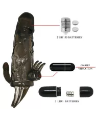 BAILE - COUVRE-PÉNIS BRAVE MAN AVEC STIMULATION CLITO ET ANAL DOUBLE BULLET NOIR 16.5 CM BAILE - COUVRE-PÉNIS BRAVE MAN AVEC STIMULATION CLITO ET ANAL DOUBLE BULLET NOIR 16.5 CM