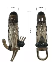 BAILE - COUVRE-PÉNIS BRAVE MAN AVEC STIMULATION CLITO ET ANAL DOUBLE BULLET NOIR 16.5 CM BAILE - COUVRE-PÉNIS BRAVE MAN AVEC STIMULATION CLITO ET ANAL DOUBLE BULLET NOIR 16.5 CM