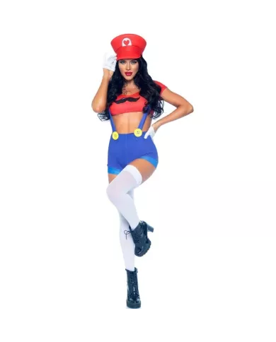 LEG AVENUE - COSTUME SEXY MARIO BROS ROUGE/BLEU S