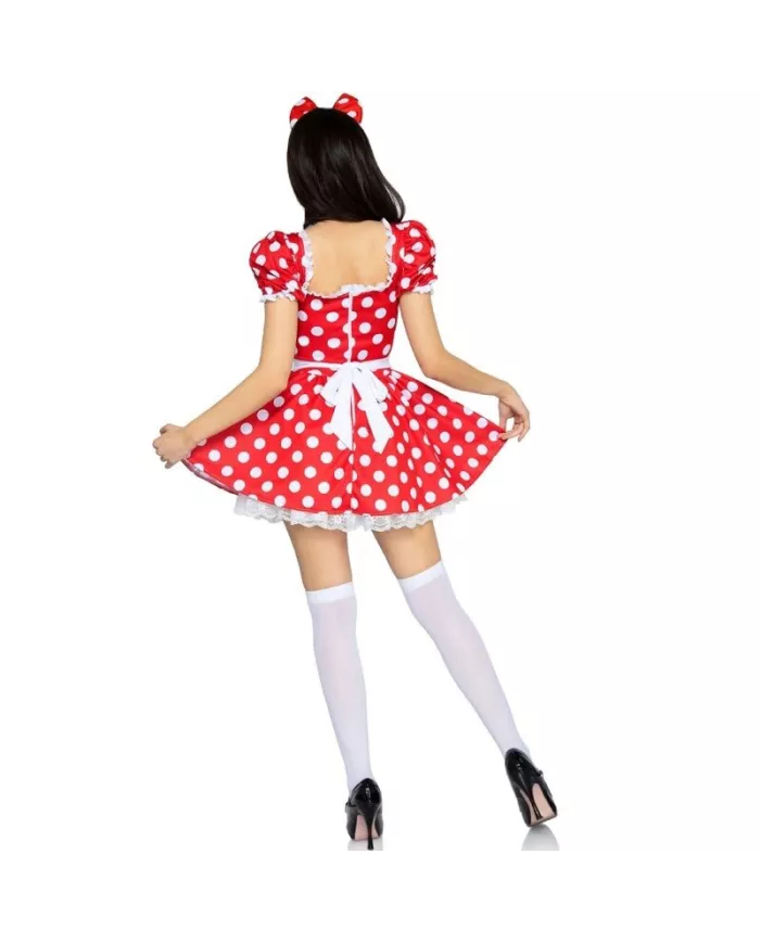 LEG AVENUE - ROBE À POIS + BANDEAU ROUGE/BLANC M