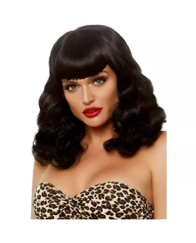 LEG AVENUE - PERRUQUE RÉTRO BOUCLÉE AVEC FRANGE NOIRE LUMINEUSE