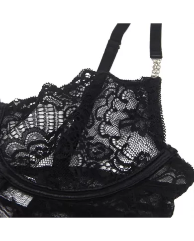 SUBBLIME - 954185 BABYDOLL EN DENTELLE À BRETELLES RÉGLABLES NOIRE S/M