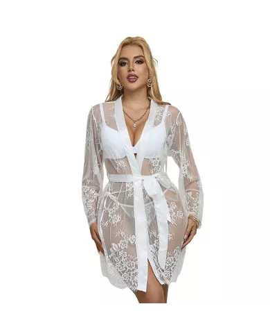 SUBBLIME - 954369 CHEMISE DE NUIT À MANCHES LONGUES À MOTIF FLORAL BLANC S/M