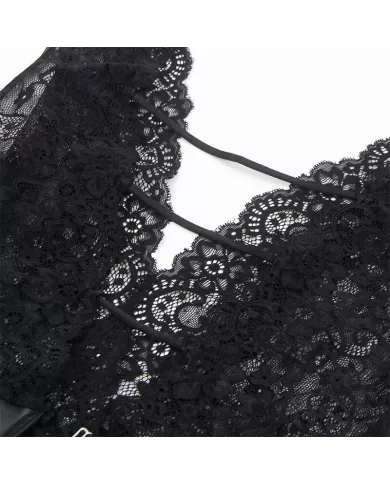 SUBBLIME - 954390 BODY SEXY AVEC PORTE-JARRETELLES NOIR L/XL