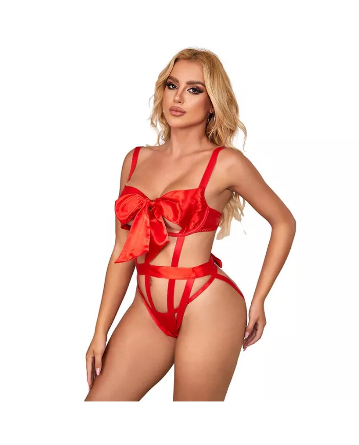 SUBBLIME - 954468 BODY SEXY AJOURÉ AVEC NOEUD ROUGE S/M SUBBLIME - 954468 BODY SEXY AJOURÉ AVEC NOEUD ROUGE S/M