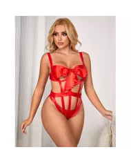 SUBBLIME - 954475 BODY SEXY AJOURÉ AVEC NOEUD ROUGE L/XL