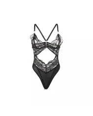 SUBBLIME - 955229 BODY TRANSPARENT AVEC DENTELLE CREUSE NOIR L/XL