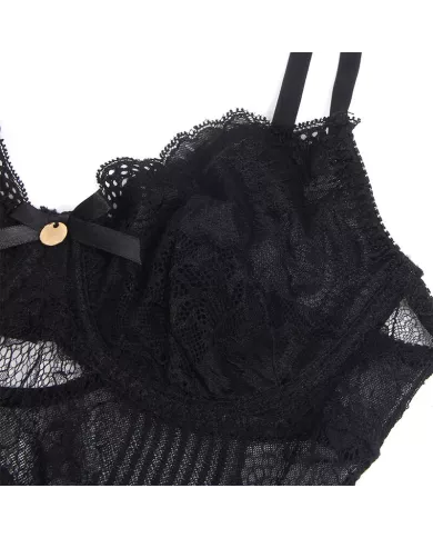 SUBBLIME - 955618 BODY EN DENTELLE AVEC FERMETURE EN BAS NOIR S/M