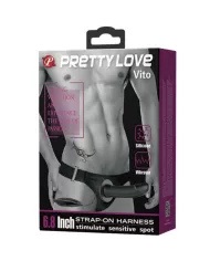 PRETTY LOVE - VITO STRAP ON AVEC GODE CREUX ET VIBRATION 17.3 CM PRETTY LOVE - VITO STRAP ON AVEC GODE CREUX ET VIBRATION 17.3 CM