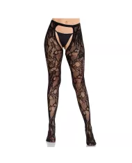 LEG AVENUE - BAS EN DENTELLE ROSE AVEC DOS OUVERT NOIR LEG AVENUE - BAS EN DENTELLE ROSE AVEC DOS OUVERT NOIR