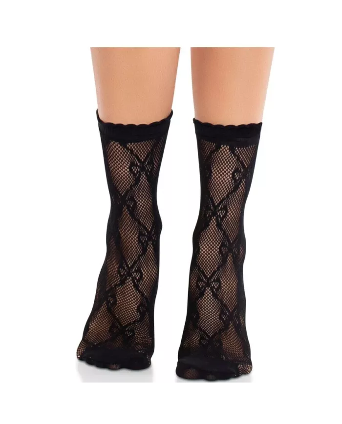 LEG AVENUE - CHAUSSETTES NOIRES EN DENTELLE AVEC NŒUD