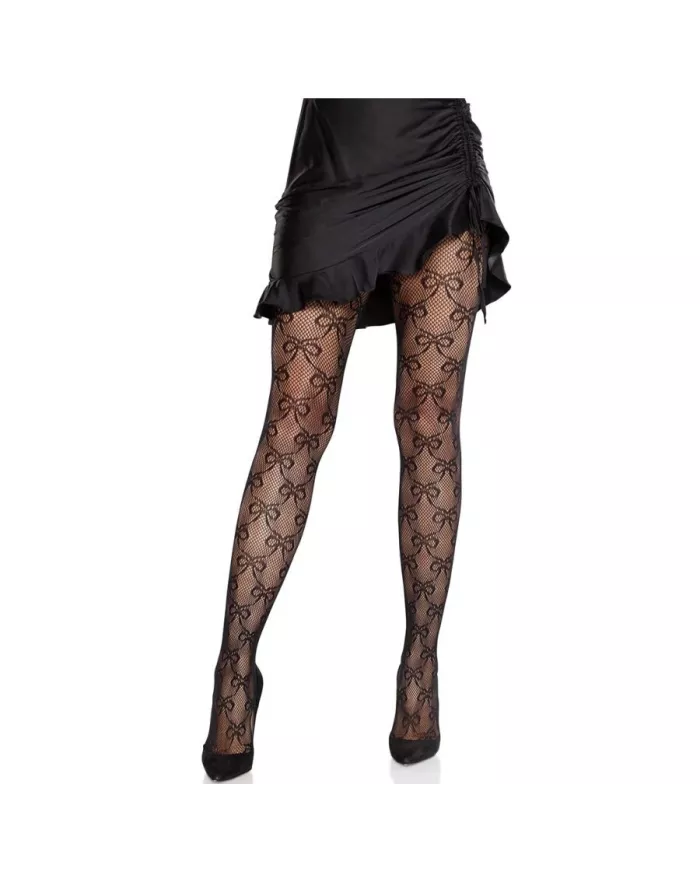 LEG AVENUE - COLLANTS RÉSILLE AVEC NŒUD NOIR