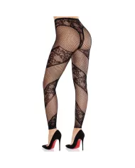 LEG AVENUE - COLLANTS SANS PIEDS EN DENTELLE ET TRANSPARENTS NOIRS