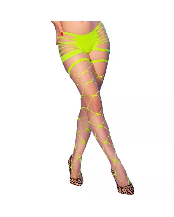CHILIROSE - CR 4867 COLLANTS RÉSEILLE VERT FLUO AVEC TROUS