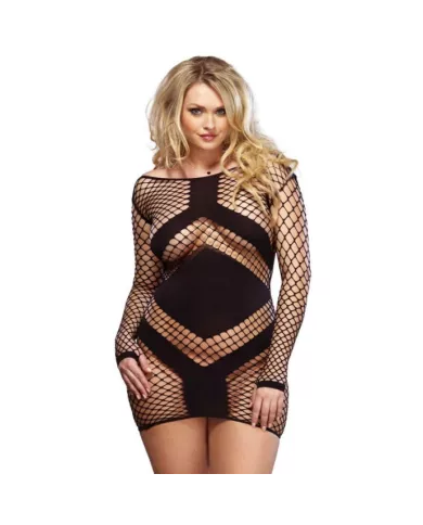 LEG AVENUE - MINIROBE LONGUE MANCHES NOIRE GRANDE TAILLE 1X/2X