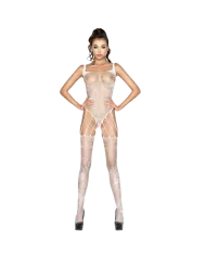 PASSION - FEMME BS034 BODYSTOCKING BLANC TAILLE UNIQUE