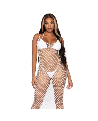 LEG AVENUE - ROBE MAXI EN FILET TORSADÉ TAILLE UNIQUE BLANC