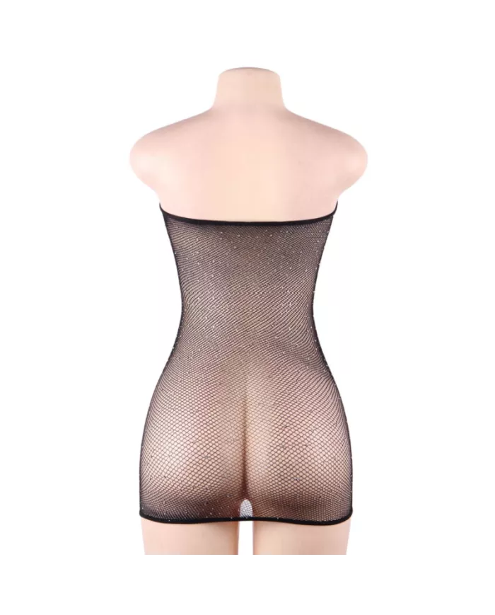 QUEEN LINGERIE - ROBE CORPS EN FILET AVEC DIAMANTS S/L