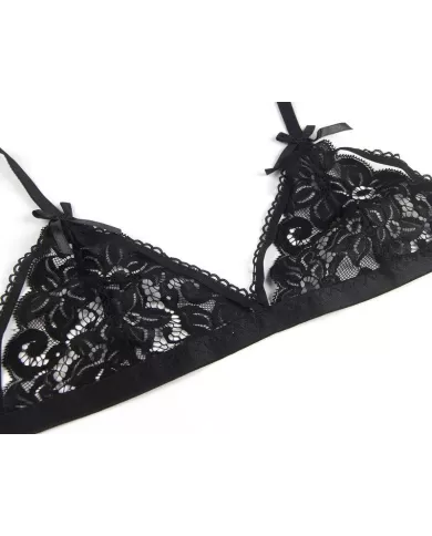 SUBBLIME - SET ENSEMBLE TROIS PIÈCES SOUTIEN-GORGE + PORTE-JARRETELLE + STRING S/M