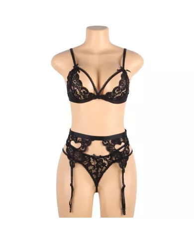 SUBBLIME - SET ENSEMBLE TROIS PIÈCES SOUTIEN-GORGE + PORTE-JARRETELLE + STRING S/M