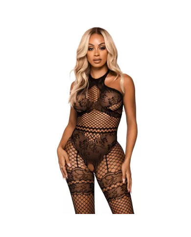 LEG AVENUE - NET HALTER BODYSTOCKING TAILLE UNIQUE - NOIR