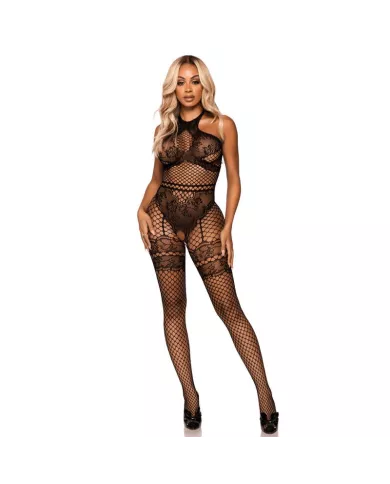 LEG AVENUE - NET HALTER BODYSTOCKING TAILLE UNIQUE - NOIR