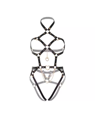 LEG AVENUE - KINK - HARNAIS ANNEAU COEUR TEDDY TAILLE S - NOIR