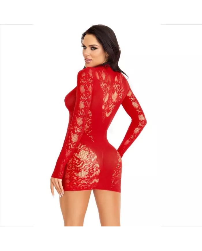 LEG AVENUE - MINI ROBE AVEC DENTELLE MANCHES LONGUES ROUGE