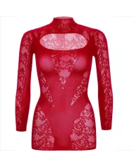 LEG AVENUE - MINI ROBE AVEC DENTELLE MANCHES LONGUES ROUGE