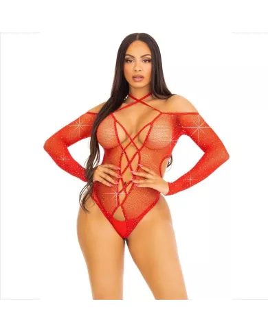 LEG AVENUE - CORPS CROTHLESS AVEC ROUGE BRILLANT LEG AVENUE - CORPS CROTHLESS AVEC ROUGE BRILLANT