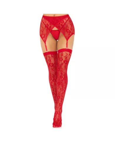 LEG AVENUE - CUISSES DENTELLES & JARRETELLES ROUGE