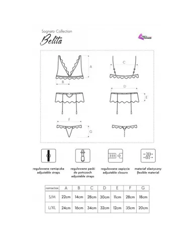 LIVCO CORSETTI FASHION - BELITA LC 90231 SOUTIEN-GORGE + CULOTTE + JARRETIÈRE NOIR S/M