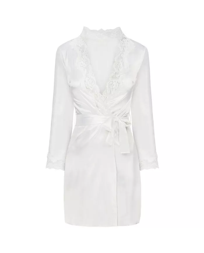 LIVCO CORSETTI FASHION - JACQUELINE LC 90249 ROBE DE CHAMBRE + CHEMISE + CULOTTE ECRU S/M