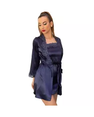 LIVCO CORSETTI FASHION - JACQUELINE LC 90249 ROBE DE CHAMBRE + CHEMISE + CULOTTE BLEU MARINE L/XL