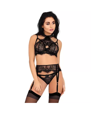 LIVCO CORSETTI FASHION - MAJALESA LC 90526 SOUTIEN-GORGE + JARRETIÈRE + CULOTTE NOIR