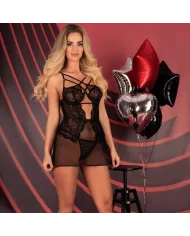 LIVCO CORSETTI FASHION - BARIRIN LC 90633 CHEMISE + CULOTTE NOIR L/XL