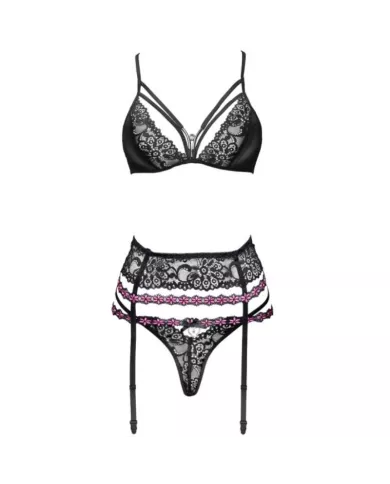 LIVCO CORSETTI FASHION - SNEHANA LC 90443 SOUTIEN-GORGE + JARRETIÈRE + CULOTTE NOIR L/XL