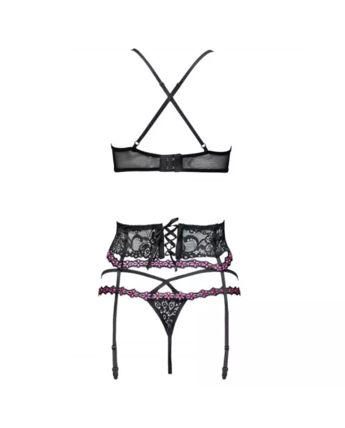 LIVCO CORSETTI FASHION - SNEHANA LC 90443 SOUTIEN-GORGE + JARRETIÈRE + CULOTTE NOIR L/XL