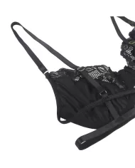 SUBBLIME - LOT 3 PIÈCES SOUTIEN-GORGE + STRING + JARRETIÈRE DENTELLE NOIR L/XL SUBBLIME - LOT 3 PIÈCES SOUTIEN-GORGE + STRING + JARRETIÈRE DENTELLE NOIR L/XL