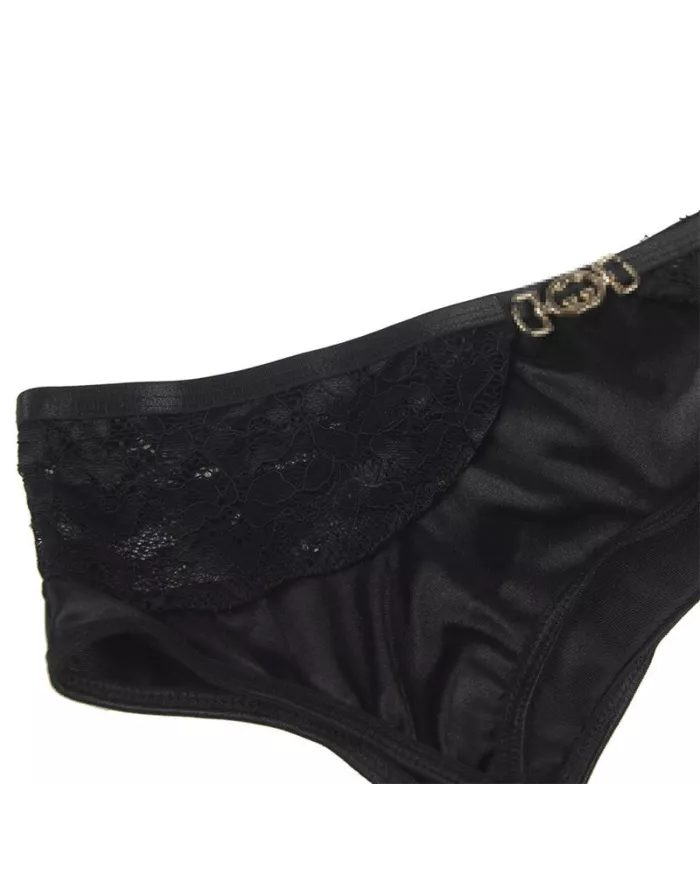 SUBBLIME - LOT 3 PIÈCES SOUTIEN-GORGE + STRING + JARRETIÈRE DENTELLE NOIR L/XL SUBBLIME - LOT 3 PIÈCES SOUTIEN-GORGE + STRING + JARRETIÈRE DENTELLE NOIR L/XL