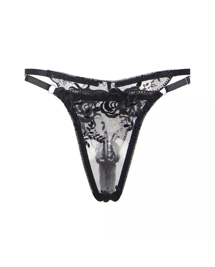 SUBBLIME - ENSEMBLE 3 PIÈCES SOUTIEN-GORGE + STRING + JARRETIÈRE IMPRIMÉ FLORAL NOIR S/M SUBBLIME - ENSEMBLE 3 PIÈCES SOUTIEN-GORGE + STRING + JARRETIÈRE IMPRIMÉ FLORAL NOIR S/M