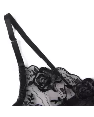 SUBBLIME - ENSEMBLE 3 PIÈCES SOUTIEN-GORGE + STRING + JARRETIÈRE IMPRIMÉ FLORAL NOIR S/M SUBBLIME - ENSEMBLE 3 PIÈCES SOUTIEN-GORGE + STRING + JARRETIÈRE IMPRIMÉ FLORAL NOIR S/M