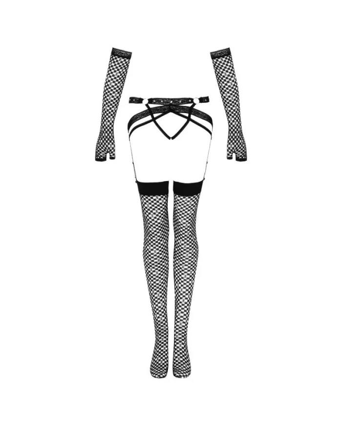 LIVCO CORSETTI FASHION - ENSEMBLE NEMALIA JARRETIÈRE + BAS + GANTS NOIR